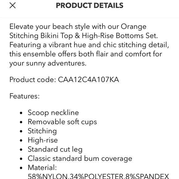 Cupshe Orange Bikini Top and High Rise Bottom Set, Size M - Picture 9 of 10